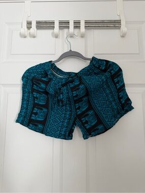 Teal Elephant Print Women’s Shorts